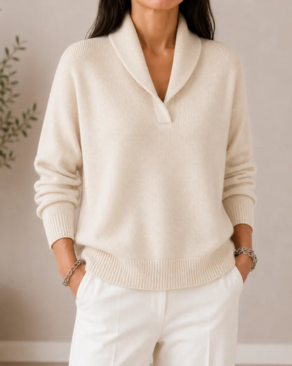 Women's V-Neck Collared Sweater