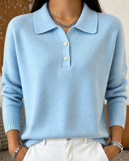 Women's Collared Button Placket Pullover