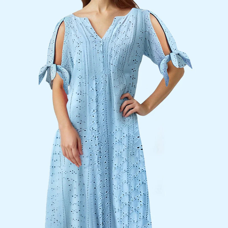 Women's Eyelet Tie-Sleeve Dress