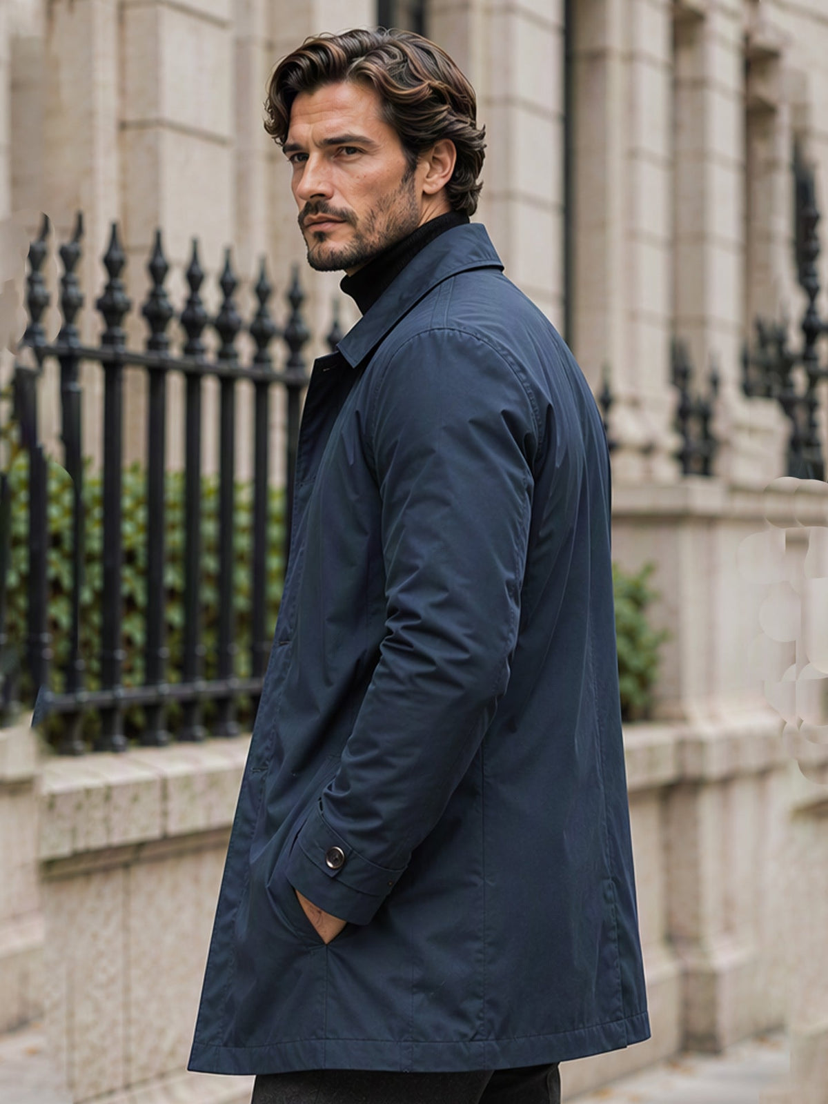 Men's Button-Front Collared Coat