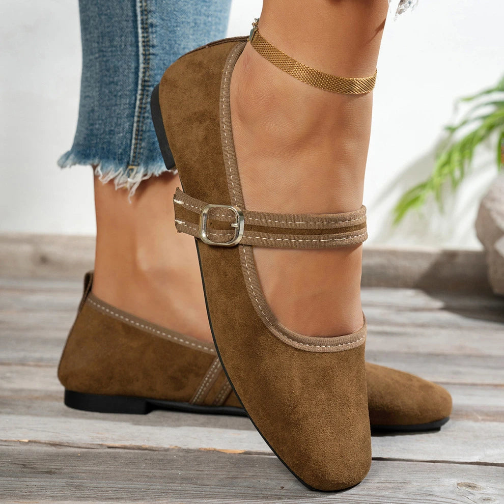 Women's Buckle Strap Pointed-Toe Flat Shoes