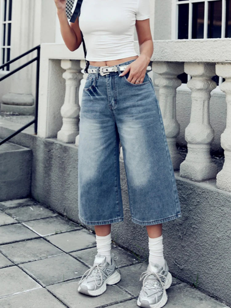 Women's High-Waisted Wide-Leg Cropped Jeans