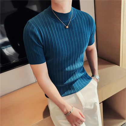 Men’s Ribbed Mock Neck Knit Tee