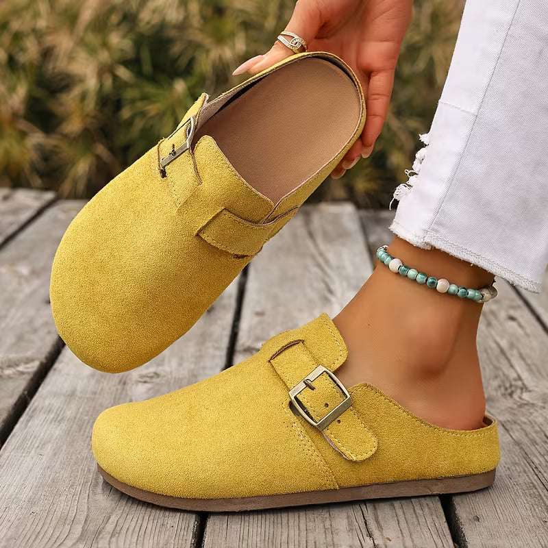 Women’s Suede-Look Buckle Clog Mules