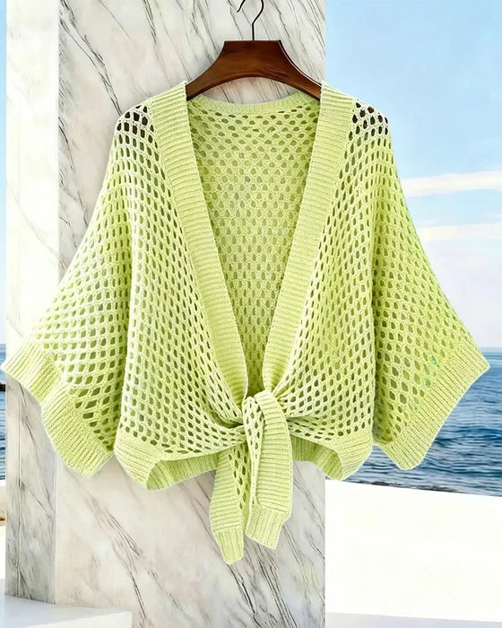 Women's Tie-Front Open Knit Cardigan