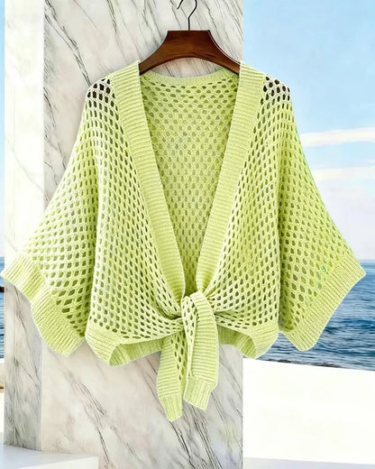Women's Tie-Front Open Knit Cardigan