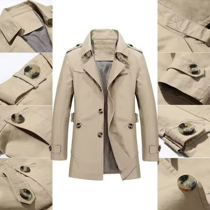 Men's Classic Button-Front Trench Coat