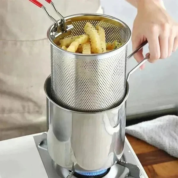 Stainless Steel Frying Pot with Grid