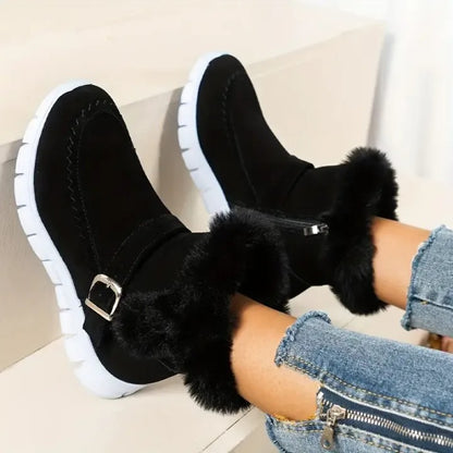 Women's Ankle Boots with Buckle and Zipper