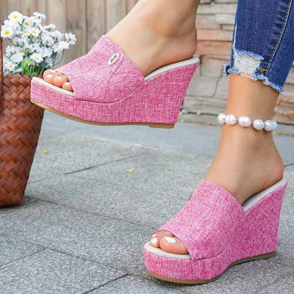 Women's Open-Toe Wedge Platform Slide Sandals