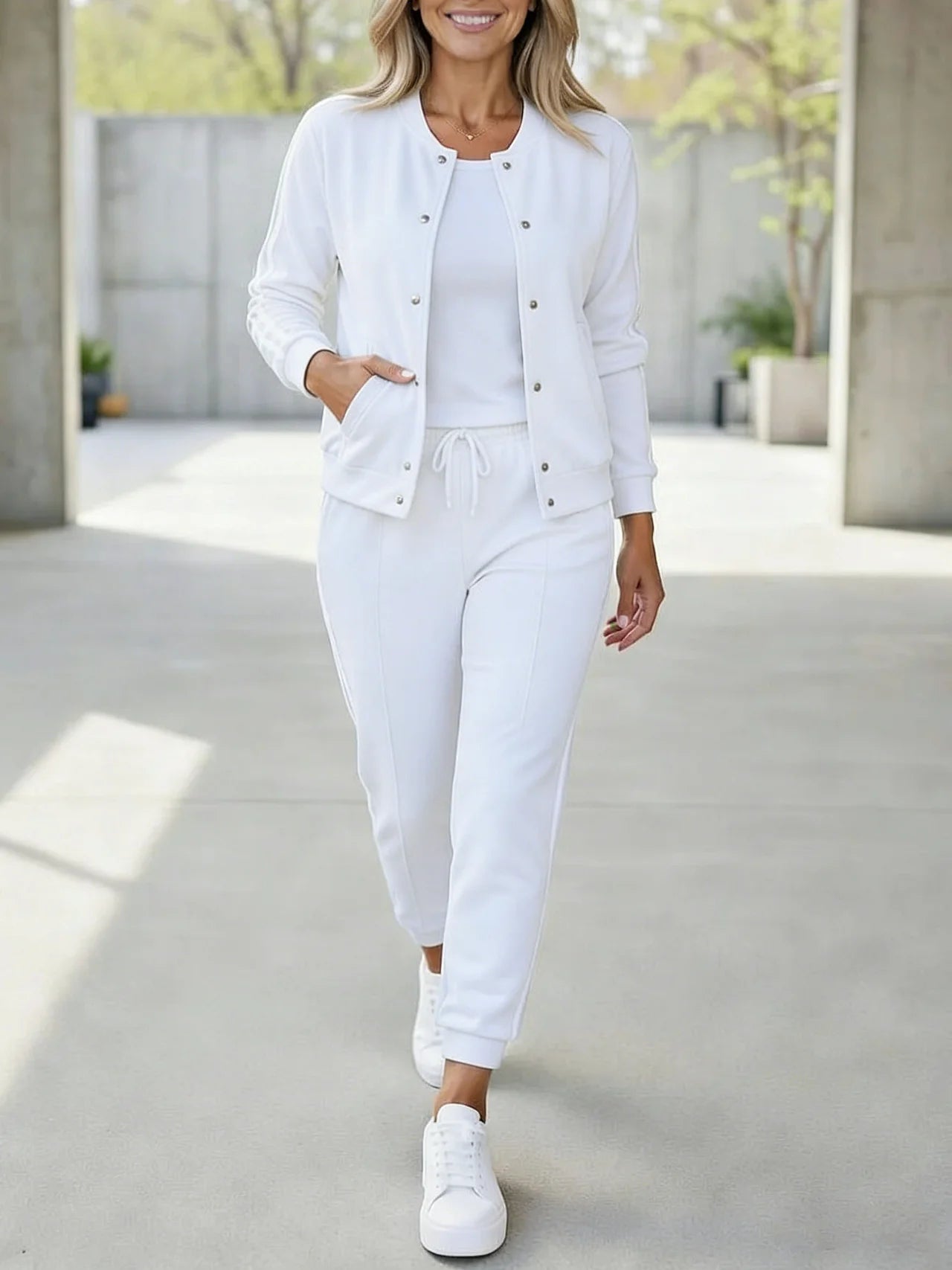 Women’s Casual Sport Stripe Jacket & Jogger Set