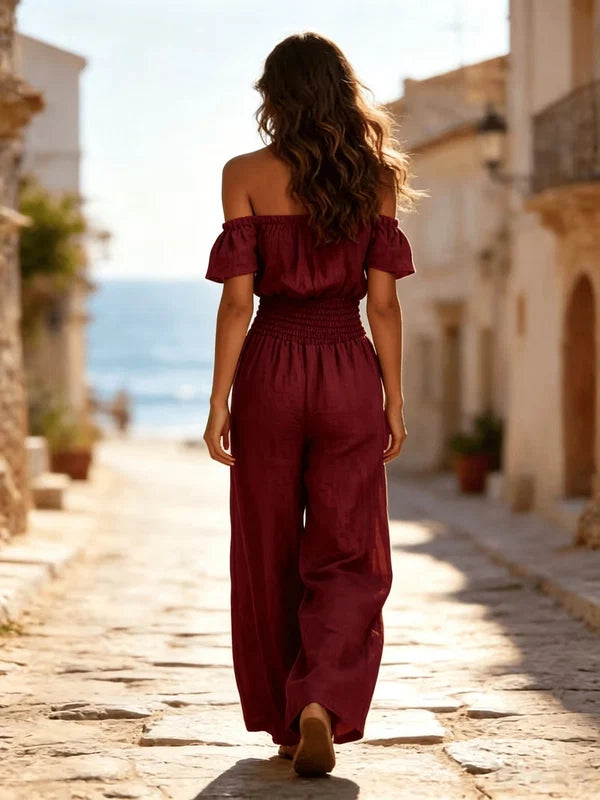 Women's Off-Shoulder Wide-Leg Jumpsuit