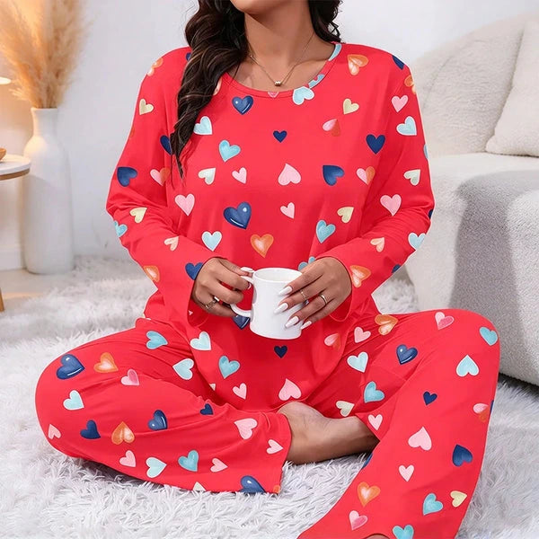 Women's Heart Print Pajama Set