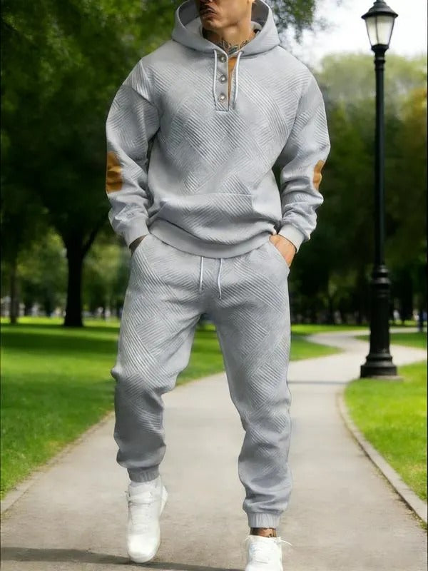Men's Textured Hoodie and Sweatpants Set