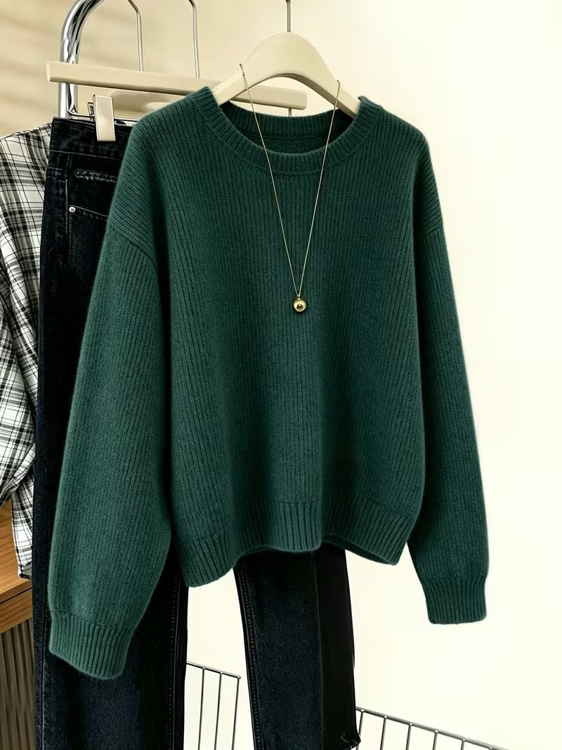 Women’s Ribbed Crew Neck Pullover Sweater