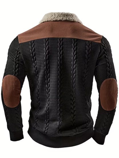 Men’s Zip-Collar Jacquard Sweater