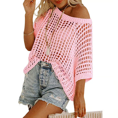 Women's Openwork Knit Beach Cover-Up
