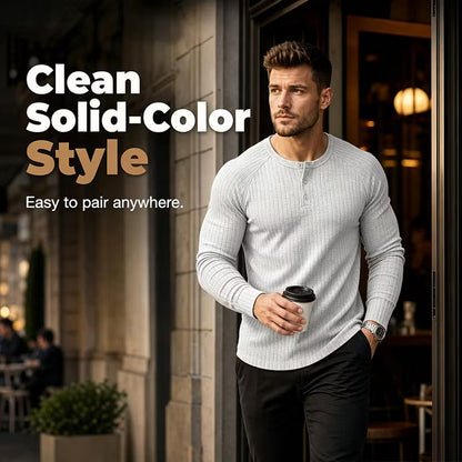 Men's Ribbed Henley Shirt