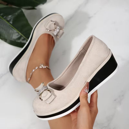 Women's Bow Detail Wedge Court Shoes