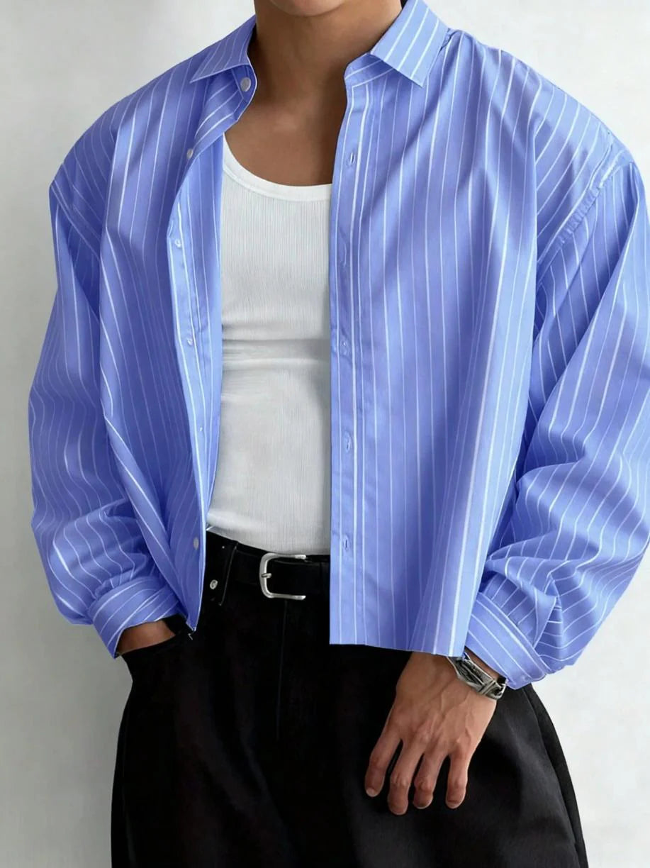 Men's Relaxed Fit Striped Button-Up Shirt