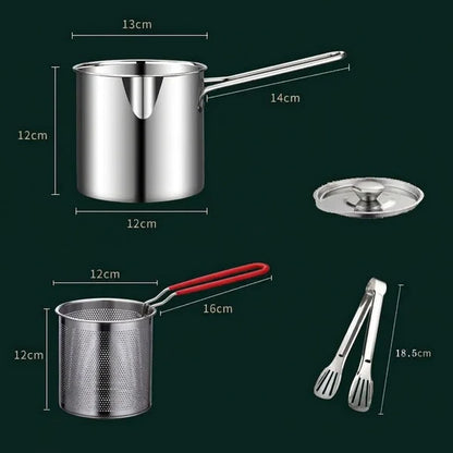 Stainless Steel Frying Pot with Grid