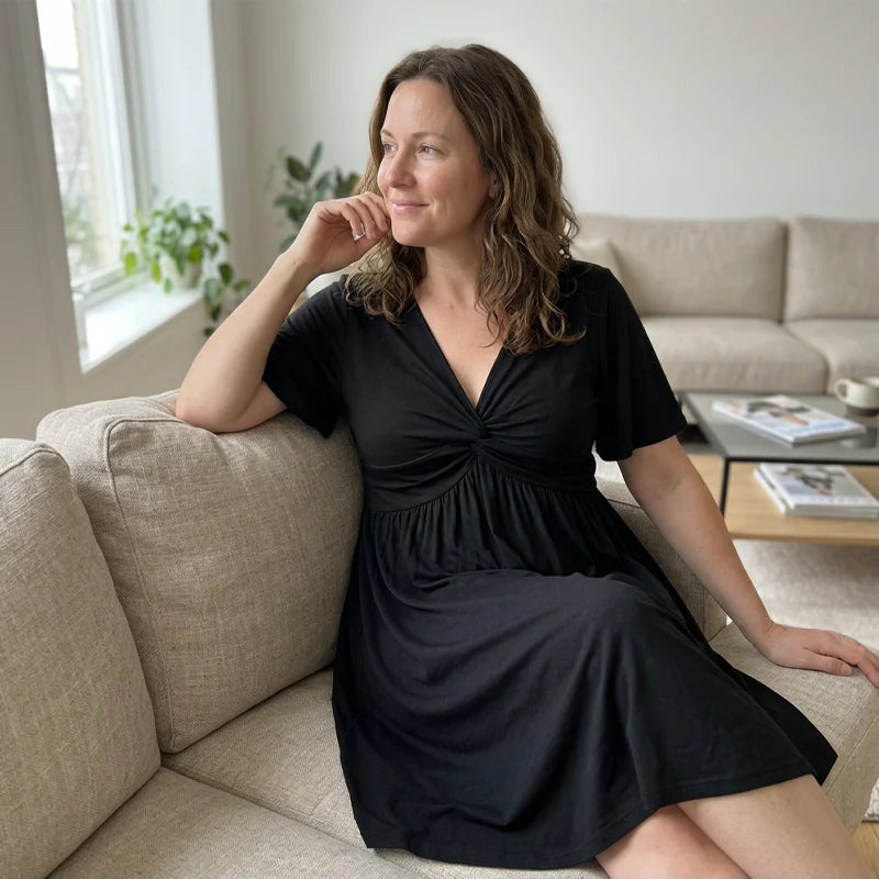 Women's Twist Front V-Neck Dress