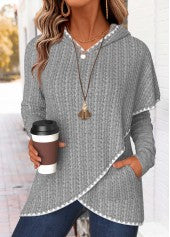 Women's Hooded Tunic Top with Decorative Trim
