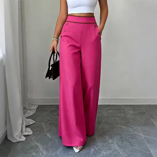 Women’s Contrast Trim Wide-Leg Pants