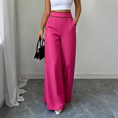 Women’s Contrast Trim Wide-Leg Pants