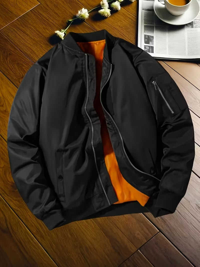 Men's Casual Zip-Front Bomber Jacket