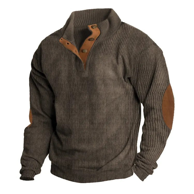 Men's Stand Collar Button Pullover