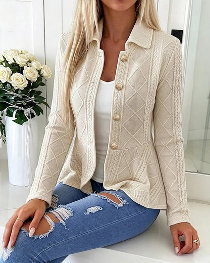 Women's Argyle Button Cardigan