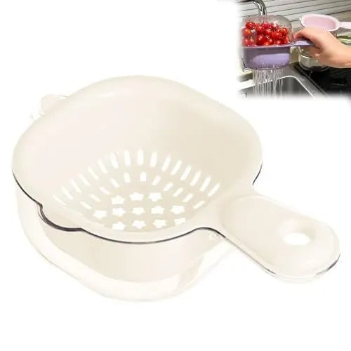 Kitchen Dual-Layer Draining Basket with Handle