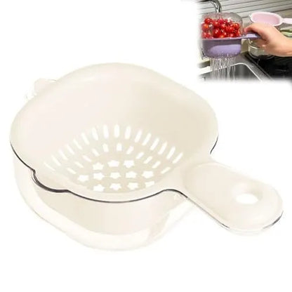 Kitchen Dual-Layer Draining Basket with Handle