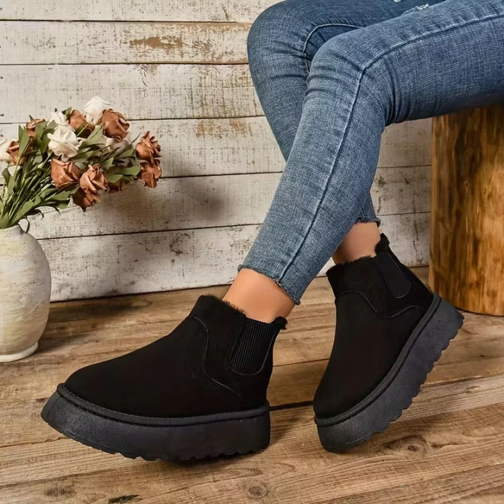 Women's Fuzzy-Collar Ankle Boots