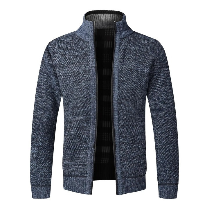 Men's Textured Knit Zip Cardigan