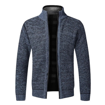 Men's Textured Knit Zip Cardigan