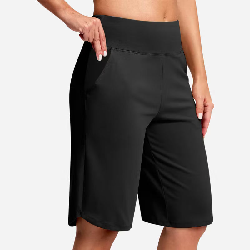 Women's High-Waist Bermuda Shorts with Pockets