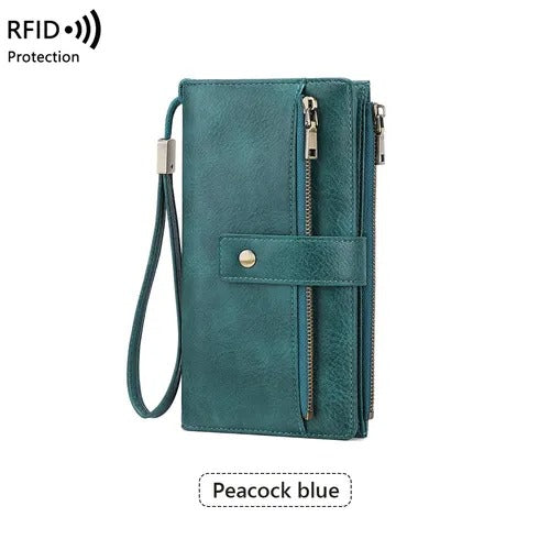 Women's Long Zip-Around Wallet With Wrist Strap