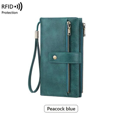 Women's Long Zip-Around Wallet With Wrist Strap