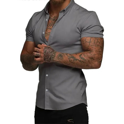 Men's Slim-Fit Short Sleeve Button-Up Shirt