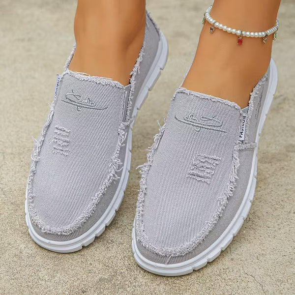 Women’s Embroidered Canvas Slip-On Shoes