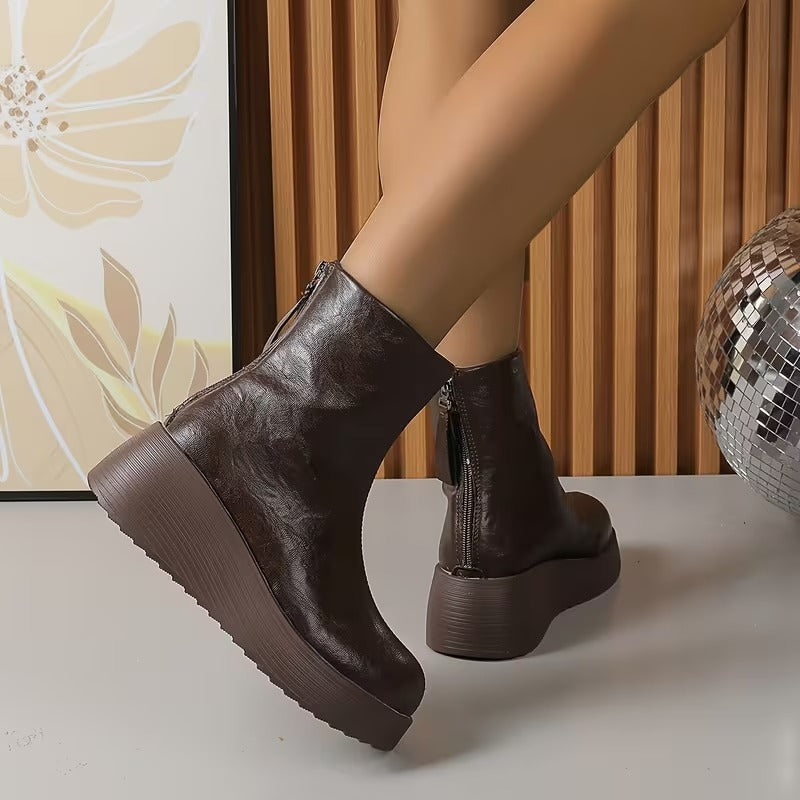 Women's Round Toe Platform Ankle Boots