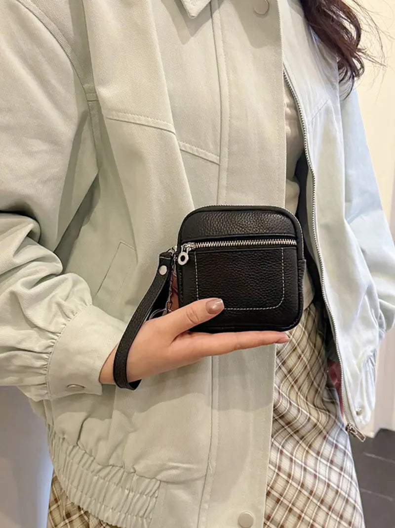 Mini Zip Coin Purse with Wrist Strap