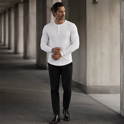 Men's Ribbed Henley Shirt