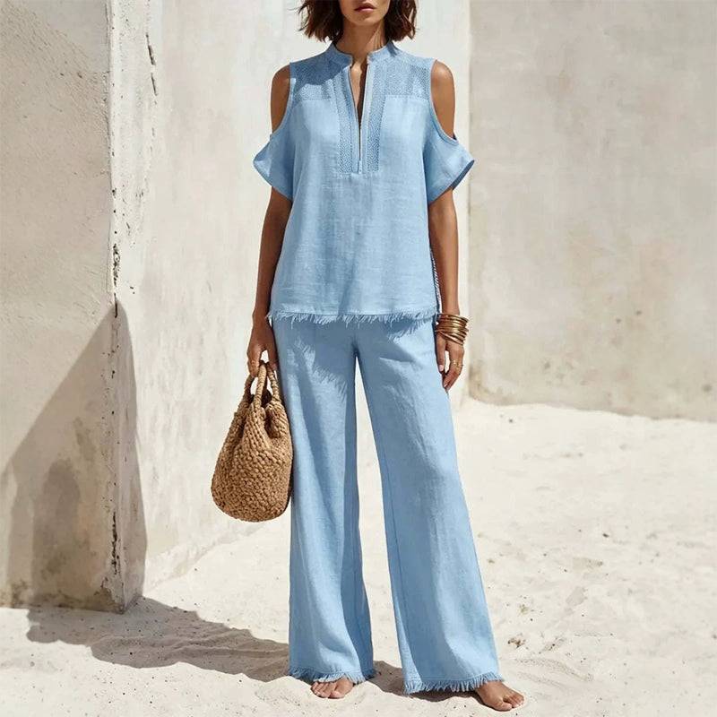 Women's Cold Shoulder Two-Piece Lounge Set