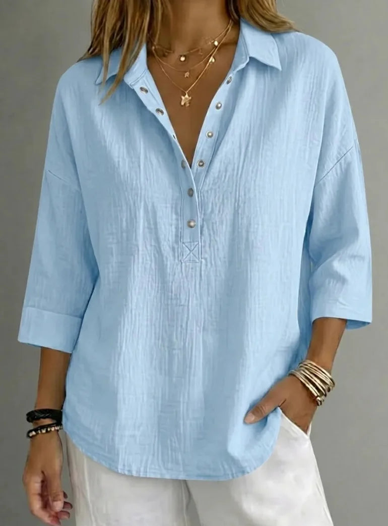 Women's Casual Henley 3/4-Sleeve Shirt