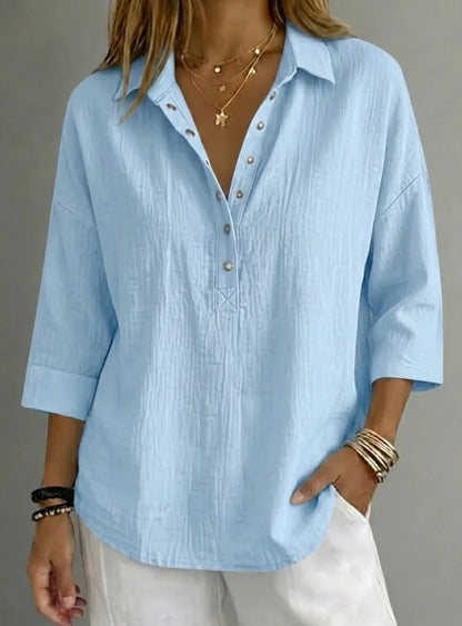 Women's Casual Henley 3/4-Sleeve Shirt