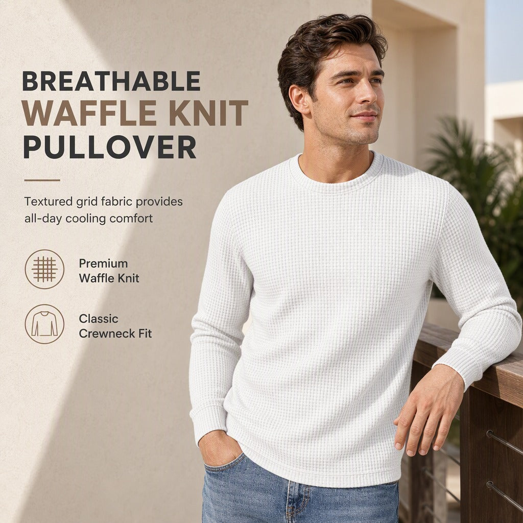 Men's Waffle Knit Crewneck Pullover