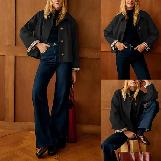 Women's Button-Front Cropped Jacket